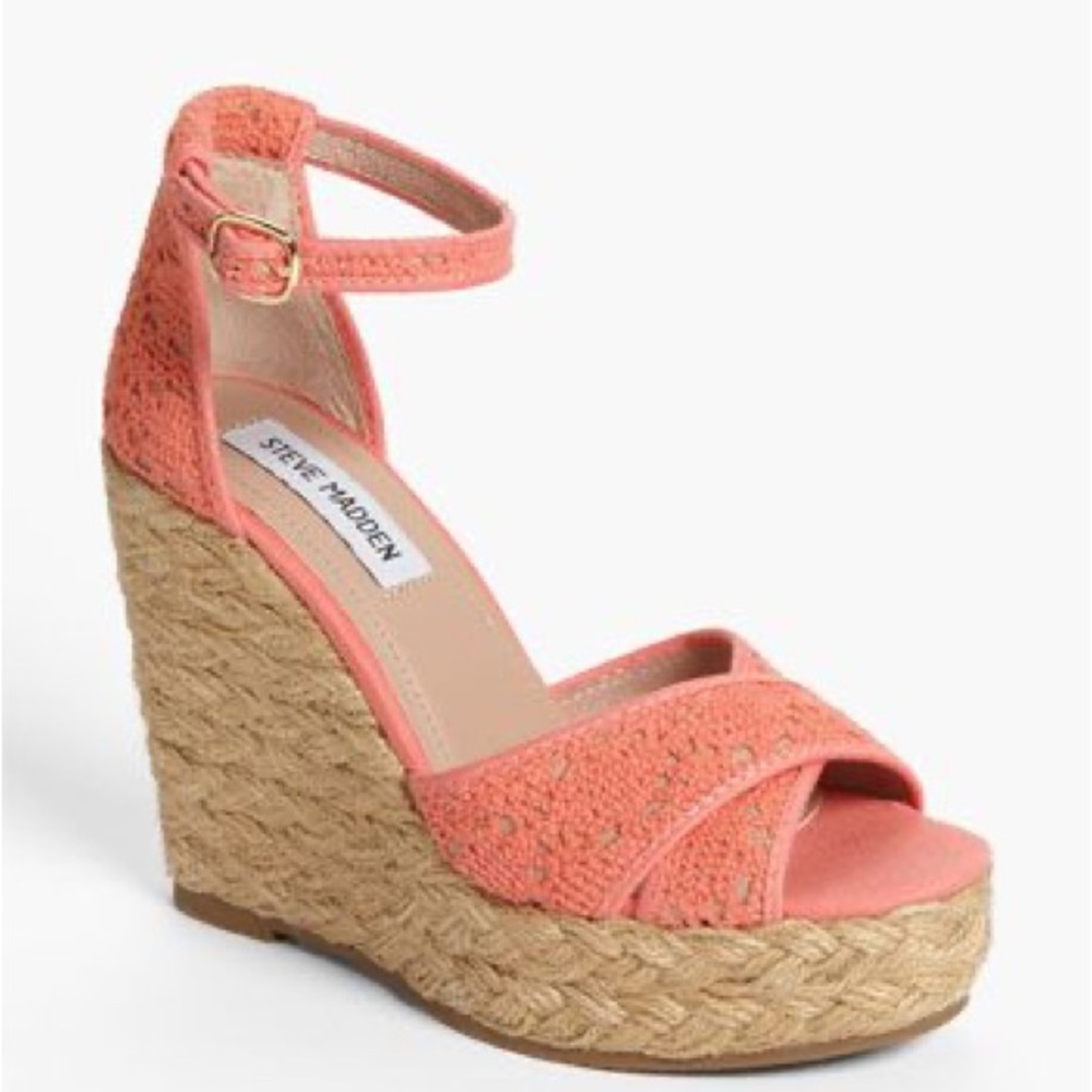 Steve Madden marrvil espadrilles wedge sandal coral